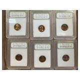 (J) 6 Lincoln Head Pennies 1961 Proof 70, 1960