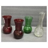 (D) 4 Glass Vases as Shown