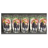 (L) Set of 5 Vintage 1984 Kentucky Derby Glass