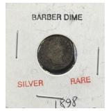 (SC) 1898 Barber Dime 90% Silver
