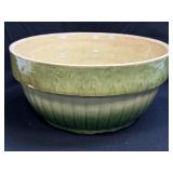 (K) Beautiful Antique Green and Gold Stoneware