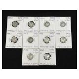 (SC) 10 Mercury Dimes All Of Which Are 90% Silver