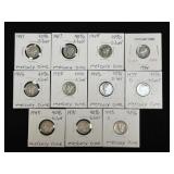 (SC) 11 Mercury Dimes All Of Which Are 90% Silver