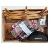 (J) Lot Assorted Items Including Wooden Trinket