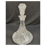 (I) Crystal Ships Etched Roses Decanter 12ï¿½ Tall