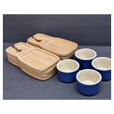 (D)Lot including 8 pc Wooden Appetizer and Wine