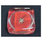 (M) Vintage 1918 Glass Paperweight