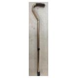 (E) Foam Grip Offset Handle Walking Cane, Bronze