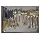 40 Pc Gold Colored Silverware Set