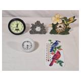 Assorted Clocks & Thermometer