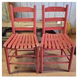 2 Vintage Red Ladder Back Chair 35½" Tall