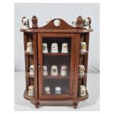 Wooden Display Shelf w/ Porcelain Thimbles 11½"T