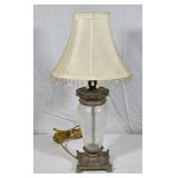 Vintage Brass & Crackled Glass Lamp 18" Tall