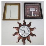 13" Metal Sun Clock & Pictures