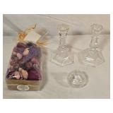Glass Candleholders, Potpourri & Glass Lamp