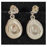 Silver Toned Cowboy Hat Earrings
