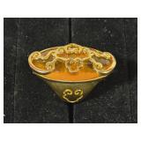 Large Orange Stone Gold Toned Ring 1½"x 1"