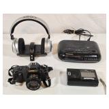 Coby Headphones,  Alarm Clock,  Cannon Camera &