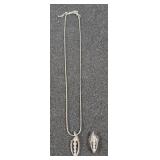 Silver Toned Necklace & 1 Earring