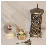 Candleholder, Snow Globes & Bell