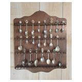 Souvenir Spoons & Display Rack 18"T 16"W