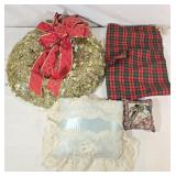 Wreath, Pillows & Bag
