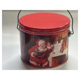 Vintage Christmas Coca Cola Tin Bucket With Lid