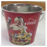 Coca Cola Santa Metal Pail With Wood Handle 5