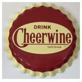 27ï¿½ Metal Drink Cheerwine Bottle Cap Sign