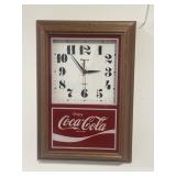 Vintage Coca Cola Wood Framed Clock 14 1/2ï¿½