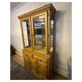 2 Pc Oak Lighted China Hutch