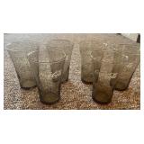 (6) Vintage Libbey Amber Smoke Glass Enjoy Coca