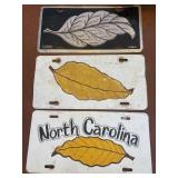 (3) Metal Tobacco Leaf License Plates