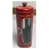 2003 Coca Cola Metal Tin Straw Holder w/ Window