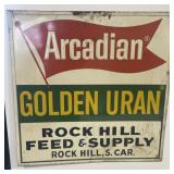 Vintage Arcadian Golden Uran Metal Advertising