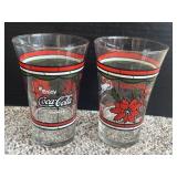 (2) Vintage Coca-Cola Holiday Drinking Glass