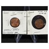 (SC) 2- 2000 Lincoln Head Cents- 1¢ Type 1 Narrow