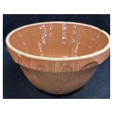 (A) Brown Yellow Ware Watt Bowl 9.5" Diameter