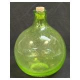 (A) Handblown Bubble Glass Jug With Stopper 7"