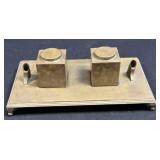 (A) MID CENT. BRASS DUAL FOUNTAIN PEN INKWELL BY