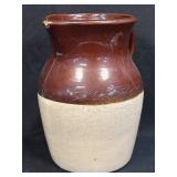 (D) Vintage USA Brown & Tan Stoneware Crock Milk