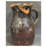(D) Stoneware Pottery Jug Signed By Artist 8.5"