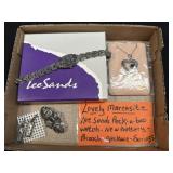(A) Lovely Marcasite Lee Sands Peak-A-Boo Watch-