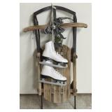 (BR) Decorative Vintage-Style Wooden Sled with