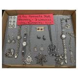 (A) 15 PCs Marcasite Style Jewelry- 3 Watches w/