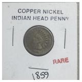 (SC) 1859 Copper Nickel Indian Head Penny Rare