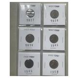 (SC) Six Wheat Pennies