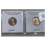 (SC) Two Brilliant Uncirculated Old Wheat Pennies