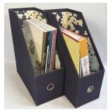 (G) Set of 2 Blue Fiberboard Magazine Holder and