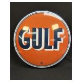 (C) Retro Style Gulf Button Metal Sign 15.5"
